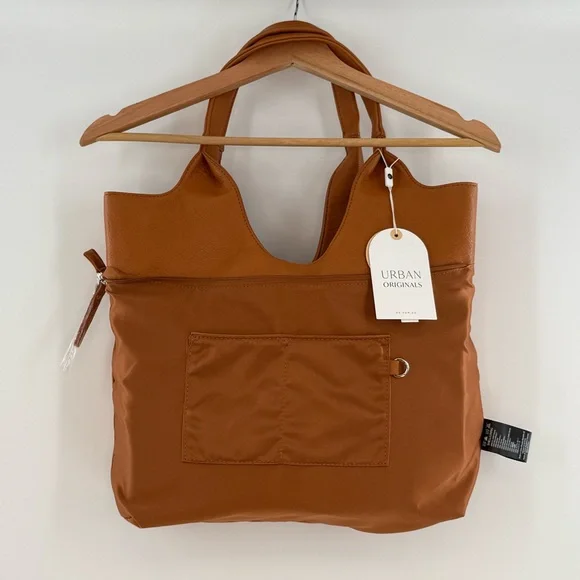 NWT Anthropologie Urban Originals Vegan Royal Buckle Slouchy Tote Golden Tan - Picture 6 of 10